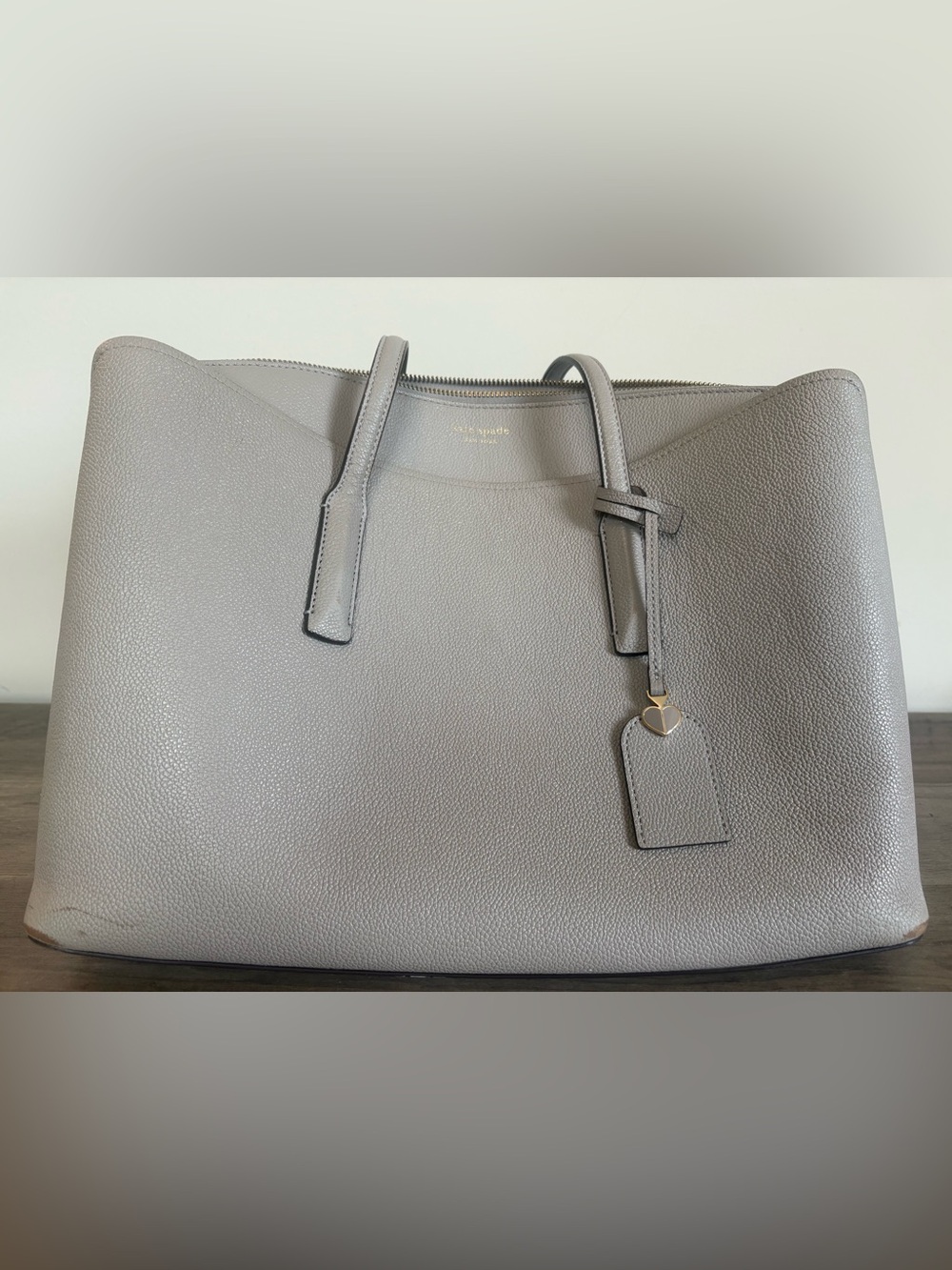 Kate Spade New York Margaux Large Work Tote Gray Pebbled Leather